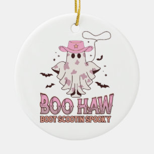 Cow girl Spooky Funny Western Halloween Ceramic Tree Decoration