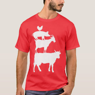 Cow Goat Pork Chicken Farmer Animal Country T-Shirt