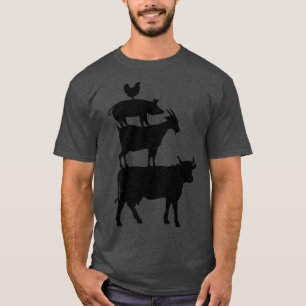 Cow Goat Pork Chicken Farmer Animal Country  T-Shirt