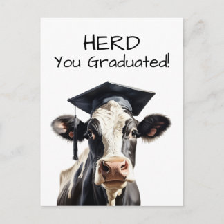 Cow Graduation Card Herd You Graduated Funny 