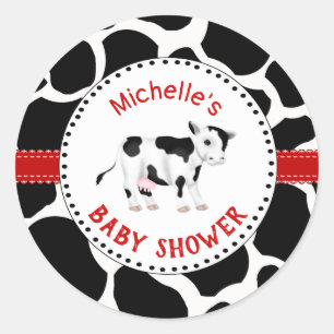 Cow Graphic Baby Shower Sticker Label