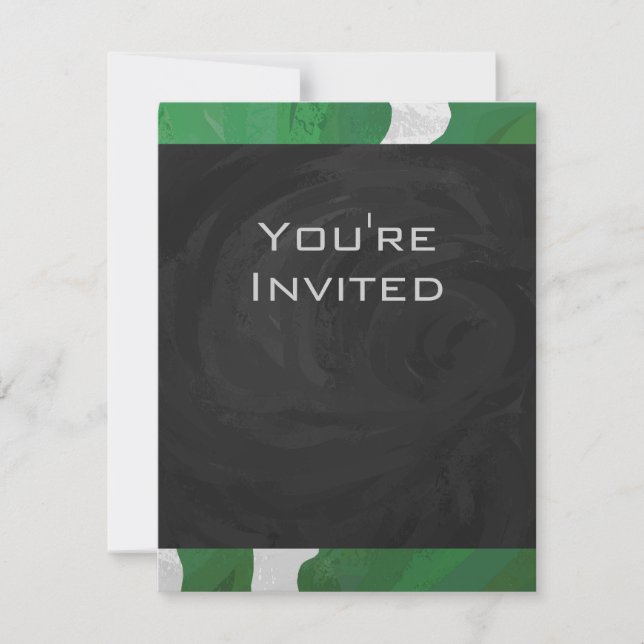 Cow Green and White Monogram Invitation (Front)
