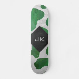 Cow Green and White Monogram Skateboard