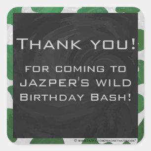 Cow Green and White Monogram Square Sticker