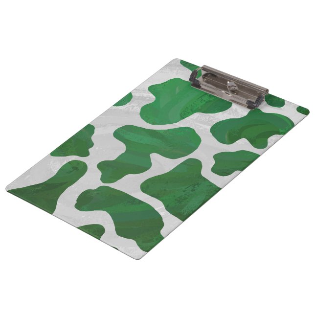 Cow Green and White Print Clipboard (Angled)