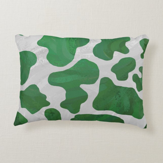 Cow Green and White Print Decorative Cushion (Back)