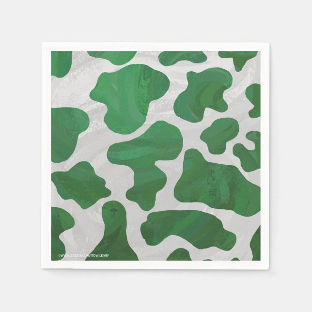 Cow Green and White Print Napkin (Front)