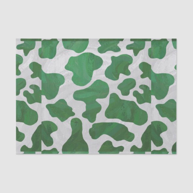Cow Green and White Print Tissue Paper (Front)
