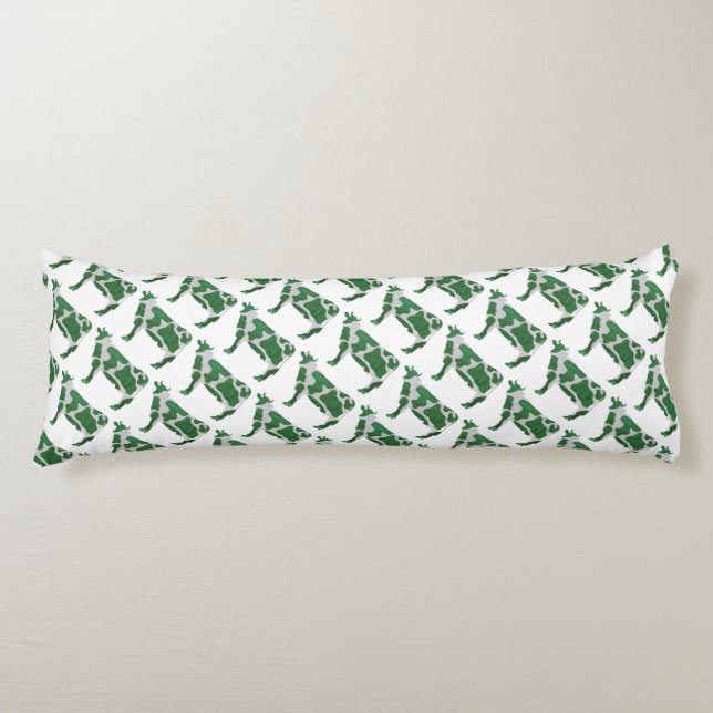 Cow Green and White Silhouette Body Cushion (Front)