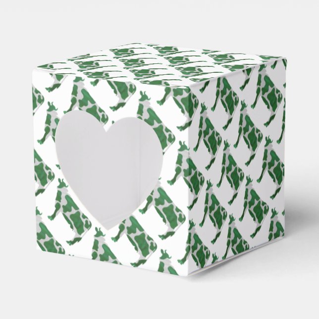 Cow Green and White Silhouette Favour Box (Front Side)