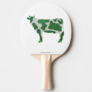 Cow Green and White Silhouette Ping Pong Paddle