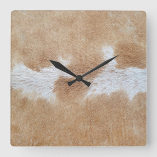 Cow Hair Square Wall Clock