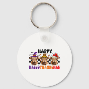 Cow Hallothanksmas Halloween Thanksgiving Christma Key Ring