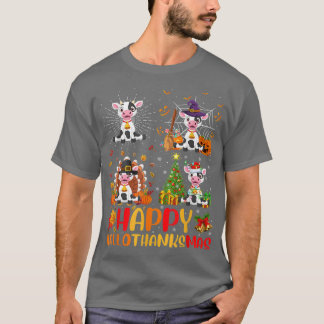 Cow Hallothanksmas Halloween Thanksgiving Christma T-Shirt