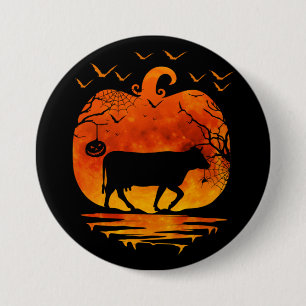 COW HALLOWEEN COSTUME PUMPKIN FALL SEASON 7.5 CM ROUND BADGE