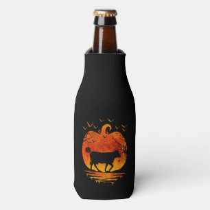 COW HALLOWEEN COSTUME PUMPKIN FALL SEASON BOTTLE COOLER