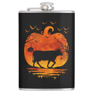COW HALLOWEEN COSTUME PUMPKIN FALL SEASON HIP FLASK