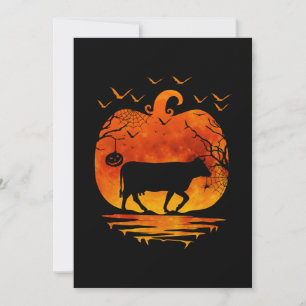 COW HALLOWEEN COSTUME PUMPKIN FALL SEASON INVITATION