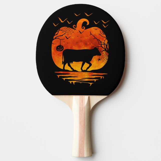 COW HALLOWEEN COSTUME PUMPKIN FALL SEASON PING PONG PADDLE (Front)