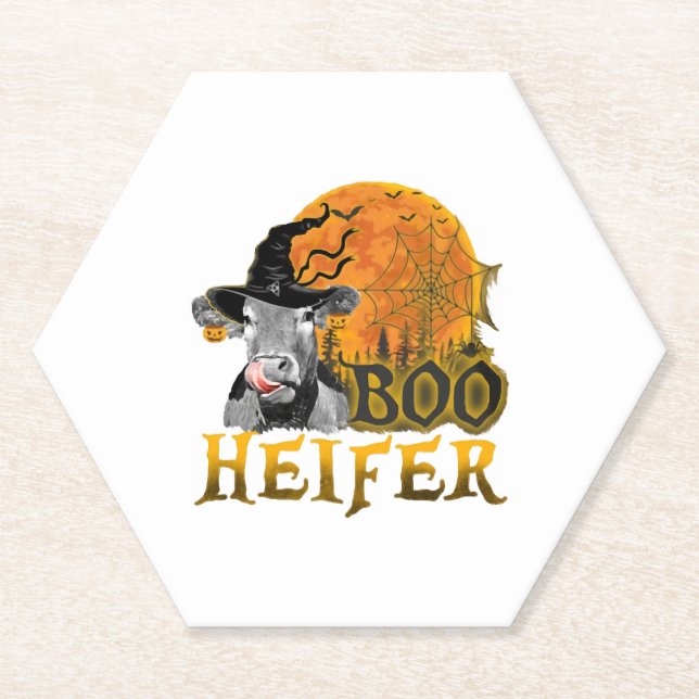 Cow Halloween Paper Coaster (Front)