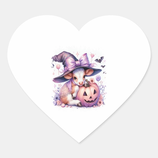 Cow Halloween Square Heart Sticker (Front)