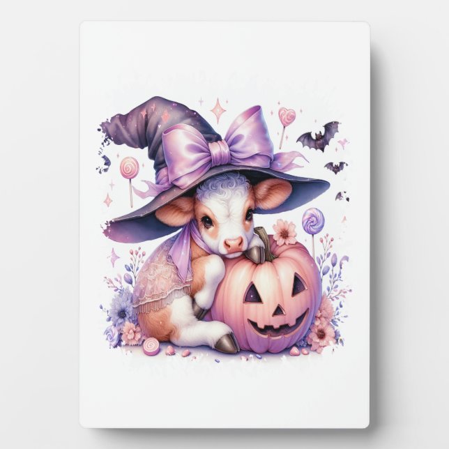 Cow Halloween Square Plaque (Front)