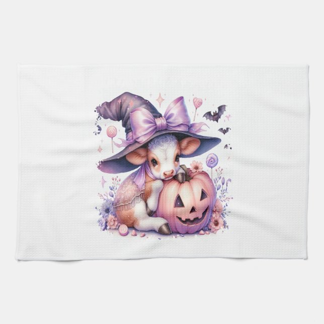 Cow Halloween Square Tea Towel (Horizontal)