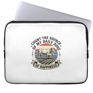 Cow Happiness Vintage Farm Vector Shirt Design_1 Laptop Sleeve