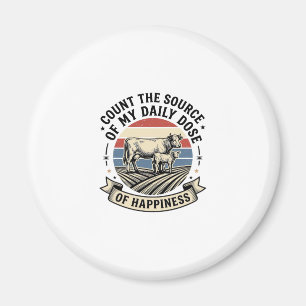 Cow Happiness Vintage Farm Vector Shirt Design_1 Magnet