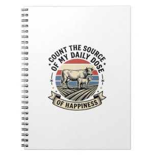 Cow Happiness Vintage Farm Vector Shirt Design_1 Notebook