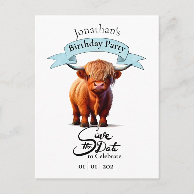 Cow Happy Birthday Boy Postcard (Front)