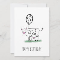 Cow Happy Birthday Hand Drawn Doodle Art
