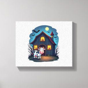 Cow & Haunted Barn Canvas Print