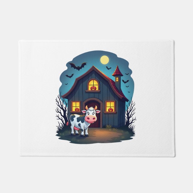 Cow & Haunted Barn Doormat (Front)