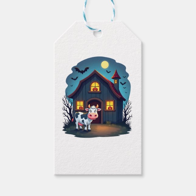 Cow & Haunted Barn Gift Tags (Front)