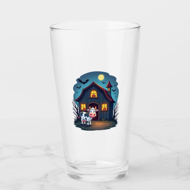 Cow & Haunted Barn Glass (Front)