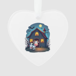 Cow & Haunted Barn Ornament