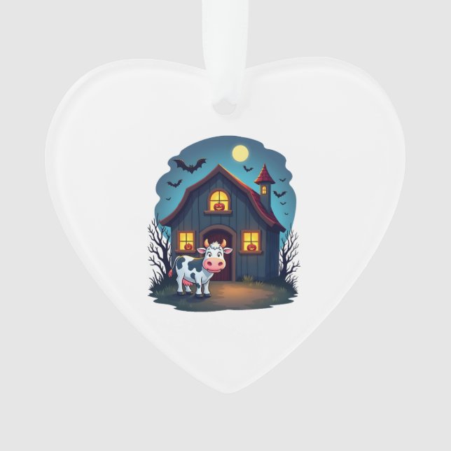 Cow & Haunted Barn Ornament (Front)