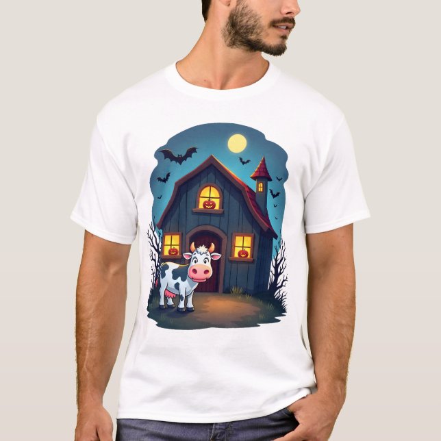Cow & Haunted Barn T-Shirt (Front)
