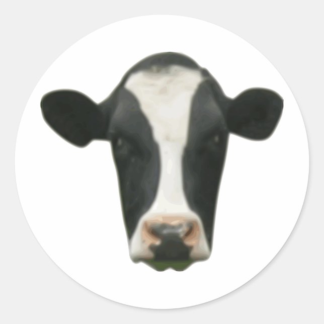 Cow Head Classic Round Sticker (Front)