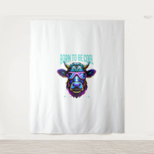 Cow head, cow glasses, funny, Born, to be, cool, c Tapestry