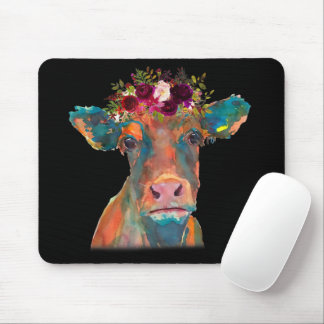 Cow Head Face Colourful Watercolor | Cow Gifts  Mouse Mat