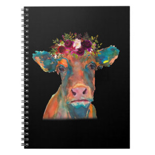 Cow Head Face Colourful Watercolor   Cow Gifts  Notebook