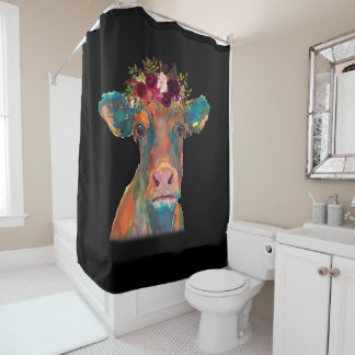 Cow Head Face Colourful Watercolor | Cow Gifts  Shower Curtain
