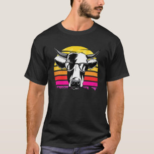 Cow Head Face Sunglasses Retro Vintage Animal T-Shirt