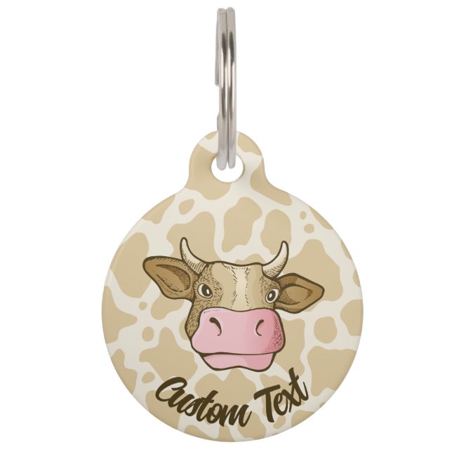 Cow Head Pet ID Tag (Front)