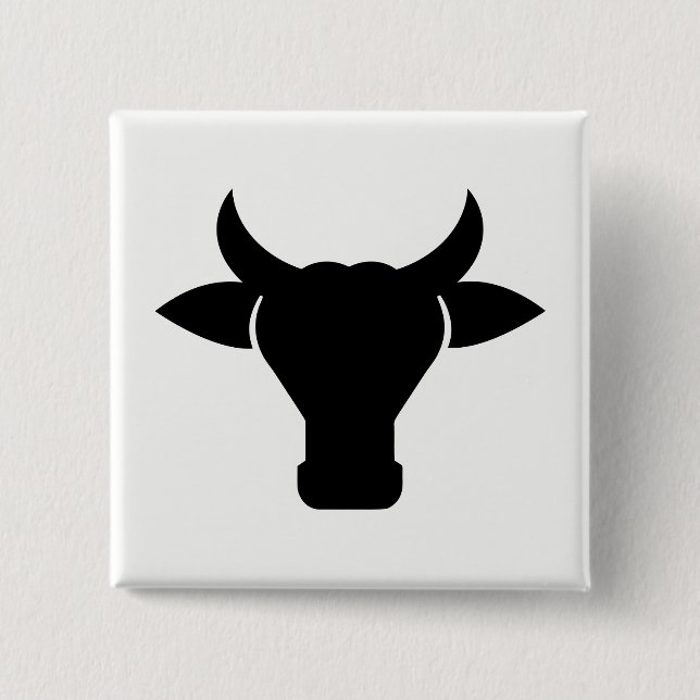 Cow Head Silhouette 15 Cm Square Badge (Front)