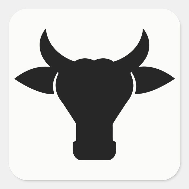 Cow Head Silhouette Square Sticker (Front)