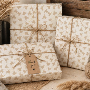 Cow Head Silhouette Western Wrapping Paper Neutral