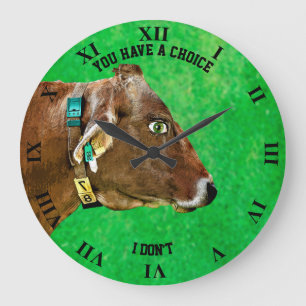 Cow Head With Human Eye Anti Meat Vegan Large Clock